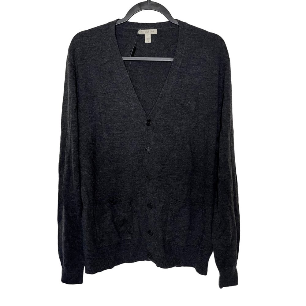 Burberry Brit | Extra Fine Merino Wool Suede Elbow Patch Button Down Cardigan